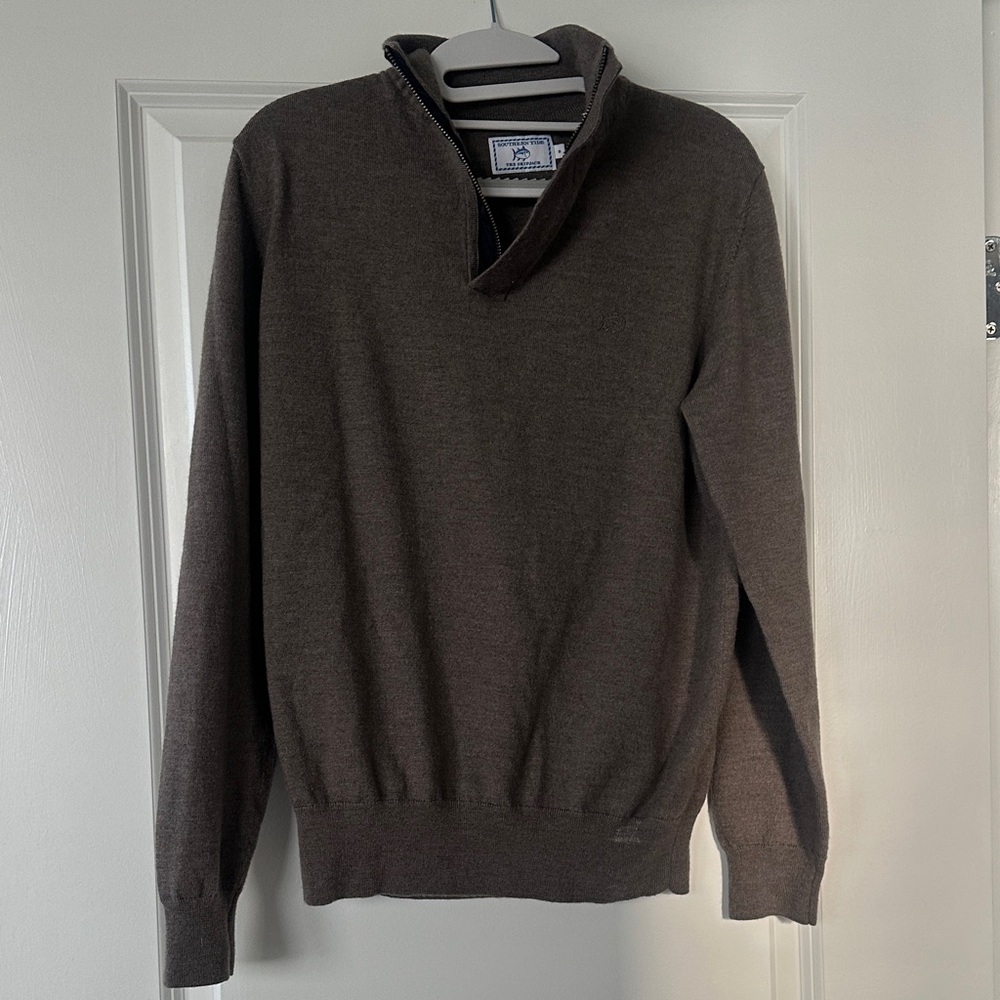 Southern Tide Men's Dark Brown Zip Up Sweater
